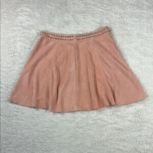 Design Lab Lord and Taylor pink faux suede and stud a line mini skirt, L